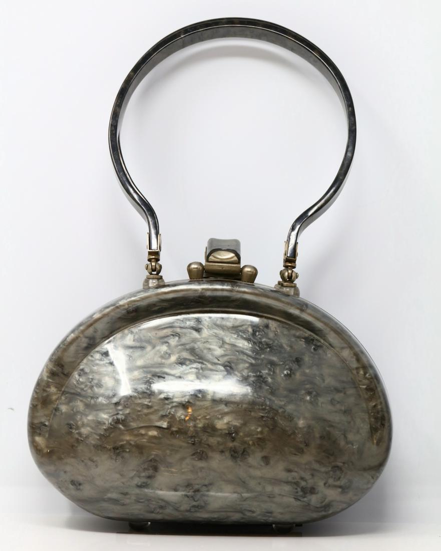 Llewellyn 1950s Grey Pearlized Lucite Handbag (1 of 7)