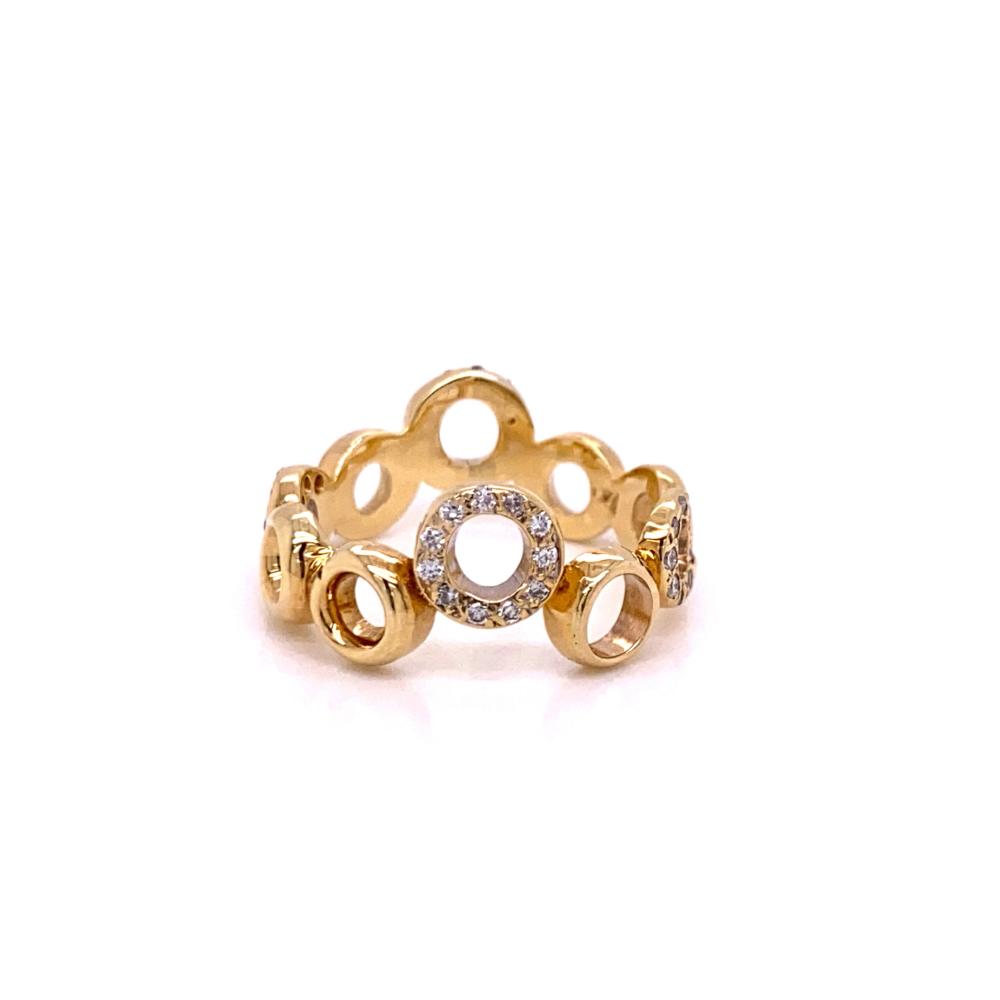 Solid 14K Yellow Gold & Pave Diamond Circle Ring (1 of 4)