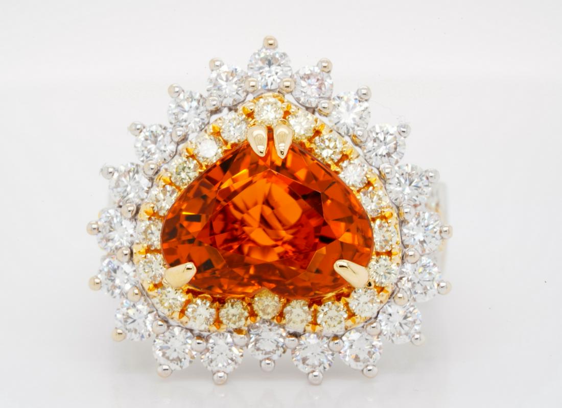 5.00ct Orange Tourmaline, 2.65ctw Diamond 18K Ring (1 of 8)
