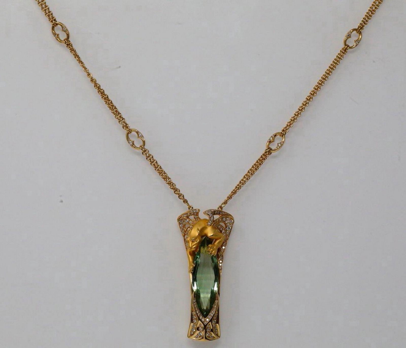 Magerit Vitral Prasiolite, Diamond 18K Necklace (1 of 10)