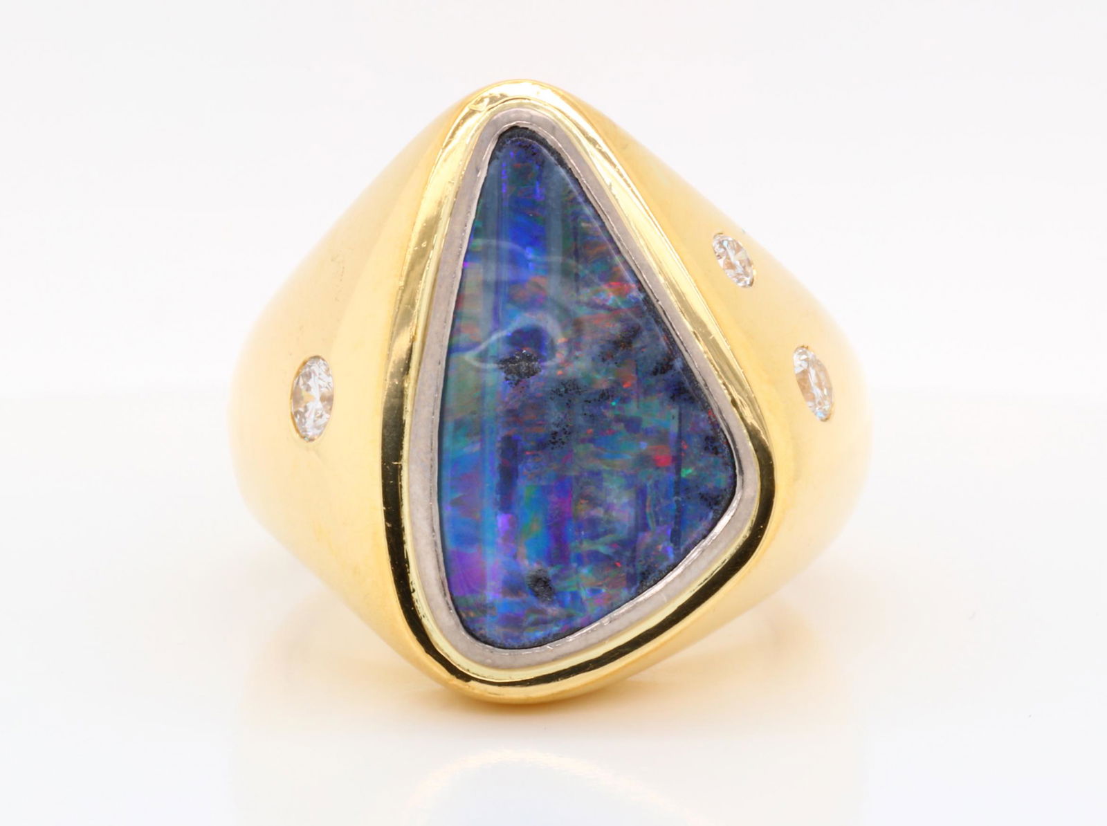 16mm Opal & 18K Yellow Gold Ring W/Diamonds (1 of 6)