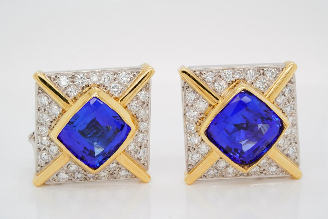 10.30ctw Tanzanite, 1.10ctw Diamond Plat/18K Earrings (1 of 4)