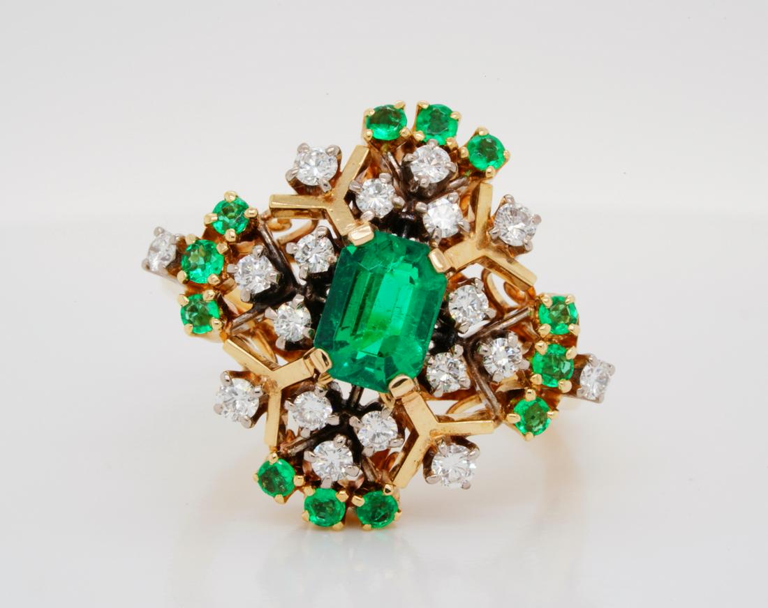Mikimoto 1.02ctw Emerald, 0.50ctw Diamond 18K Ring (1 of 9)