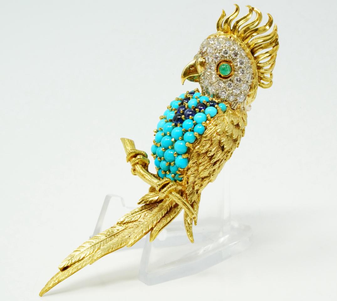 Hammerman Bros. 1.35ctw Diamond, Sapphire 18K Brooch (1 of 7)