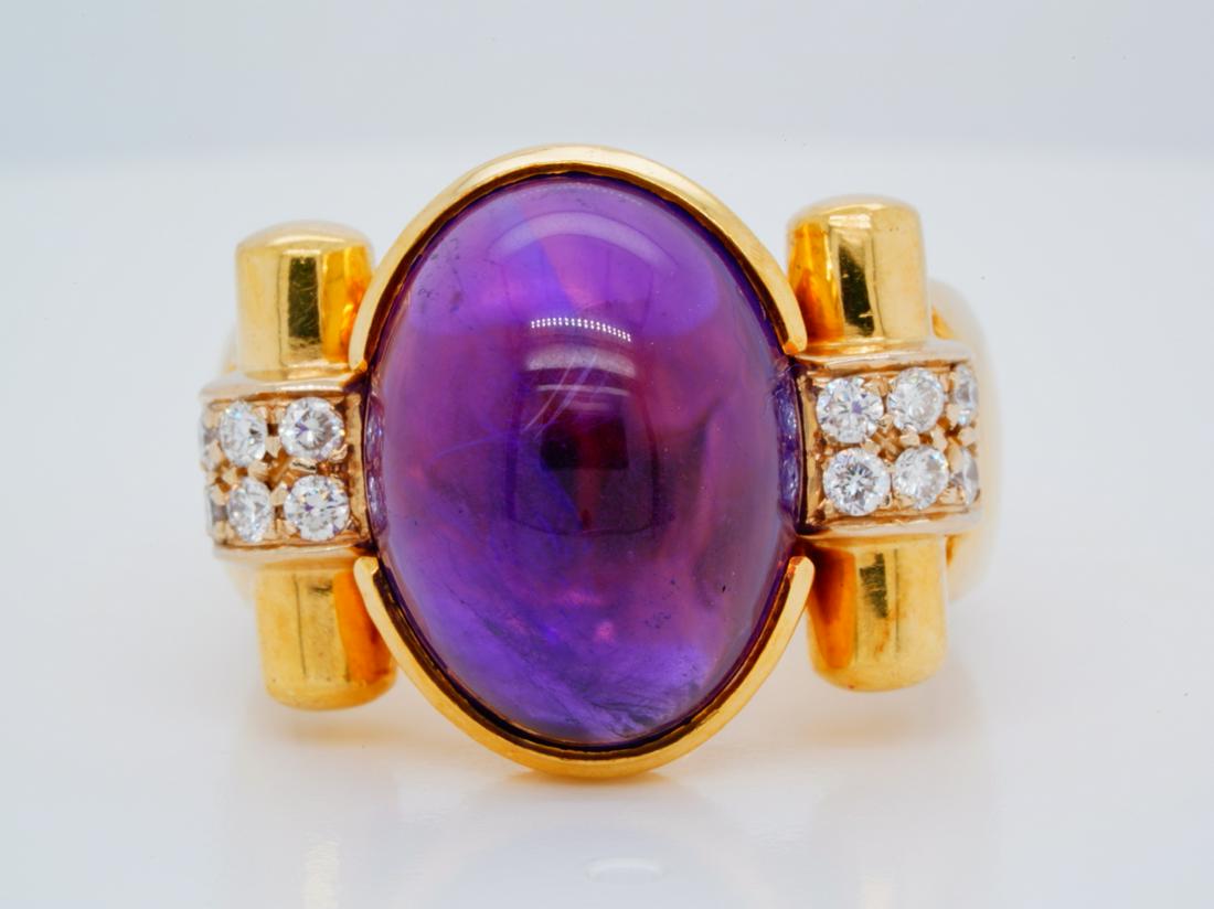 Italian 12.00ct Amethyst 18K Ring W/Diamonds (1 of 6)