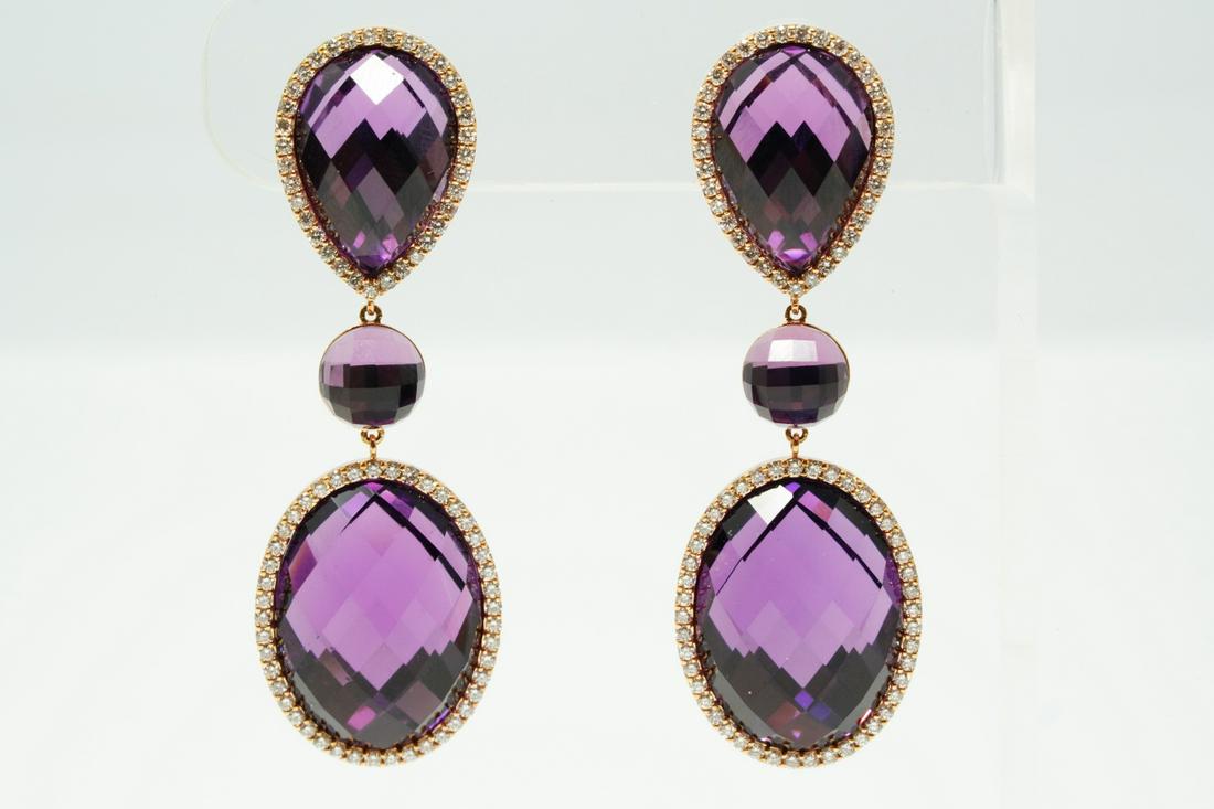 Roberto Coin 40.00ctw Amethyst, Diamond 18K Earrings (1 of 8)