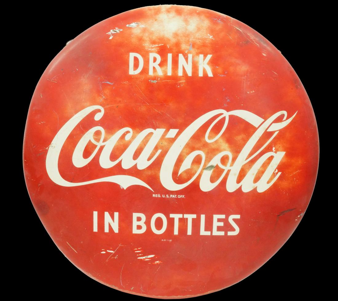 Coca-Cola 1950s Button Tin Sign (1 of 3)