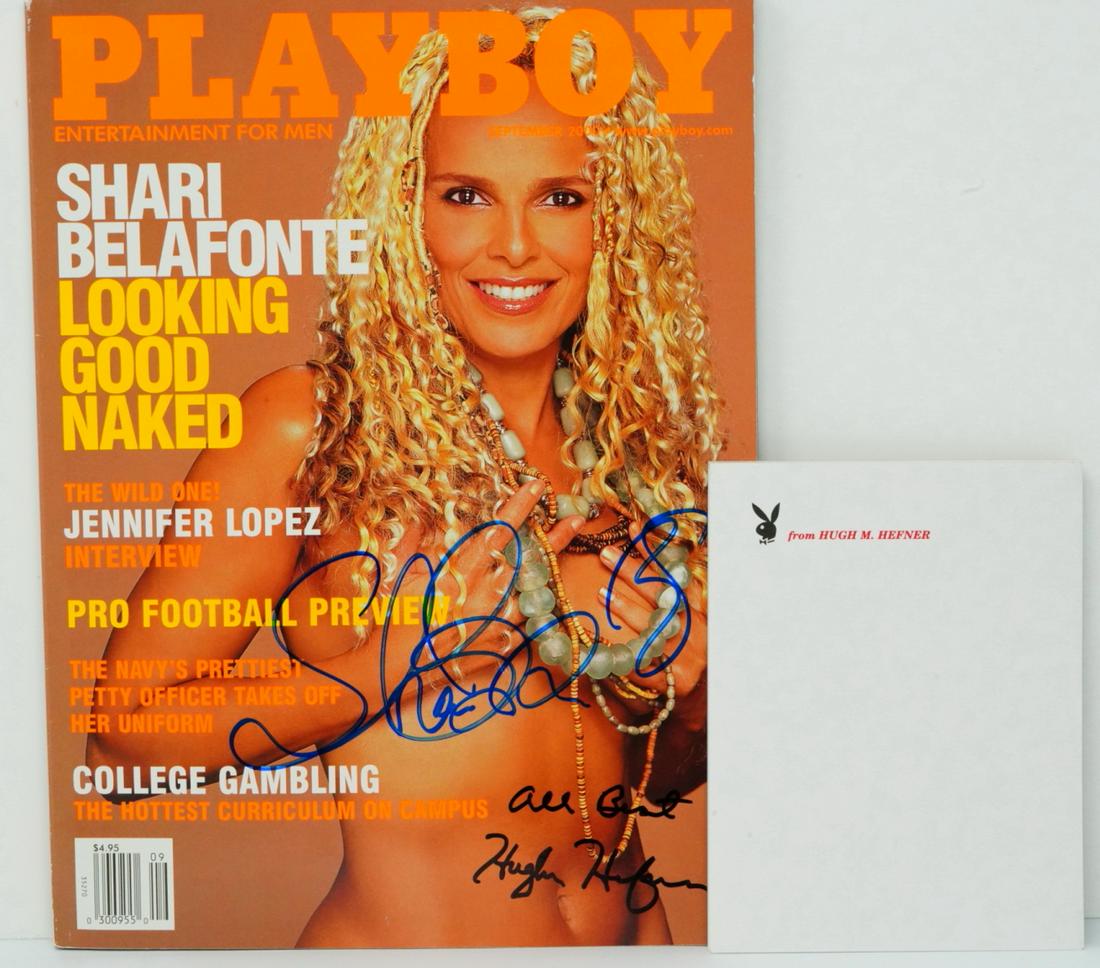 Hugh Hefner & Shari Belafonte Signed Playboy (1 of 2)