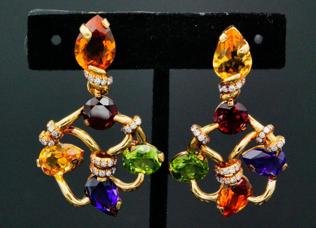 Chanel 29.50ctw Gemstone & 1.30ctw Diamond Ear Clips (1 of 7)