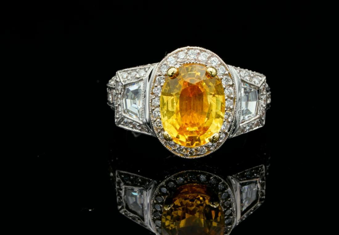 5.00ct Yellow Sapphire, 2.75ctw Diamond 18K Ring (1 of 6)