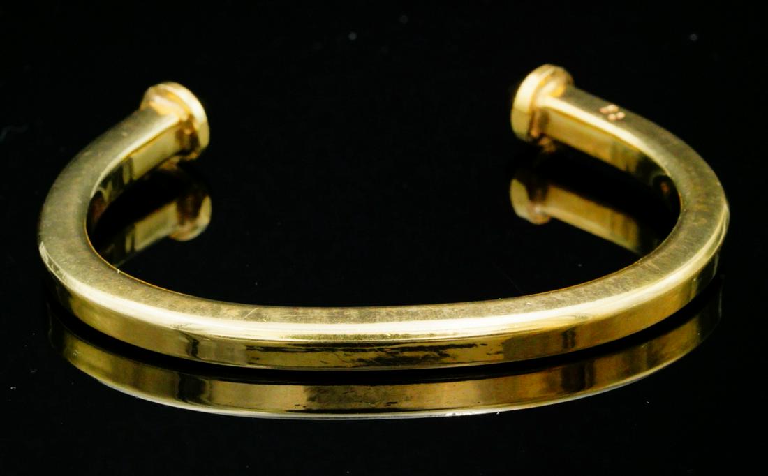 Solid 18K Yellow Gold Open Cuff Bangle Bracelet (1 of 4)