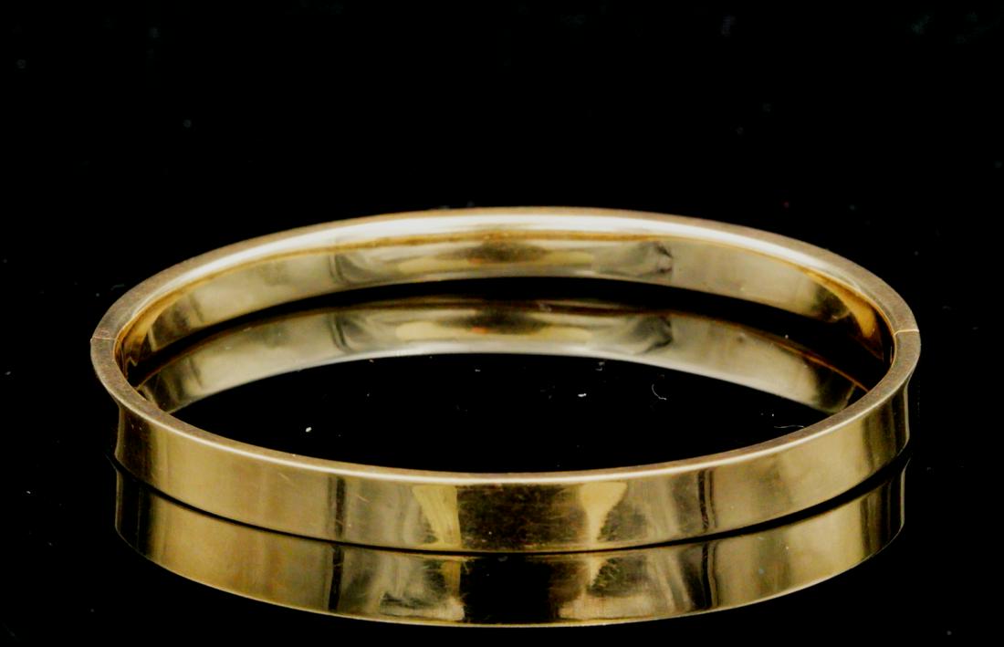 Solid 14K Yellow Gold 5.5mm Wide Bangle Bracelet (1 of 3)
