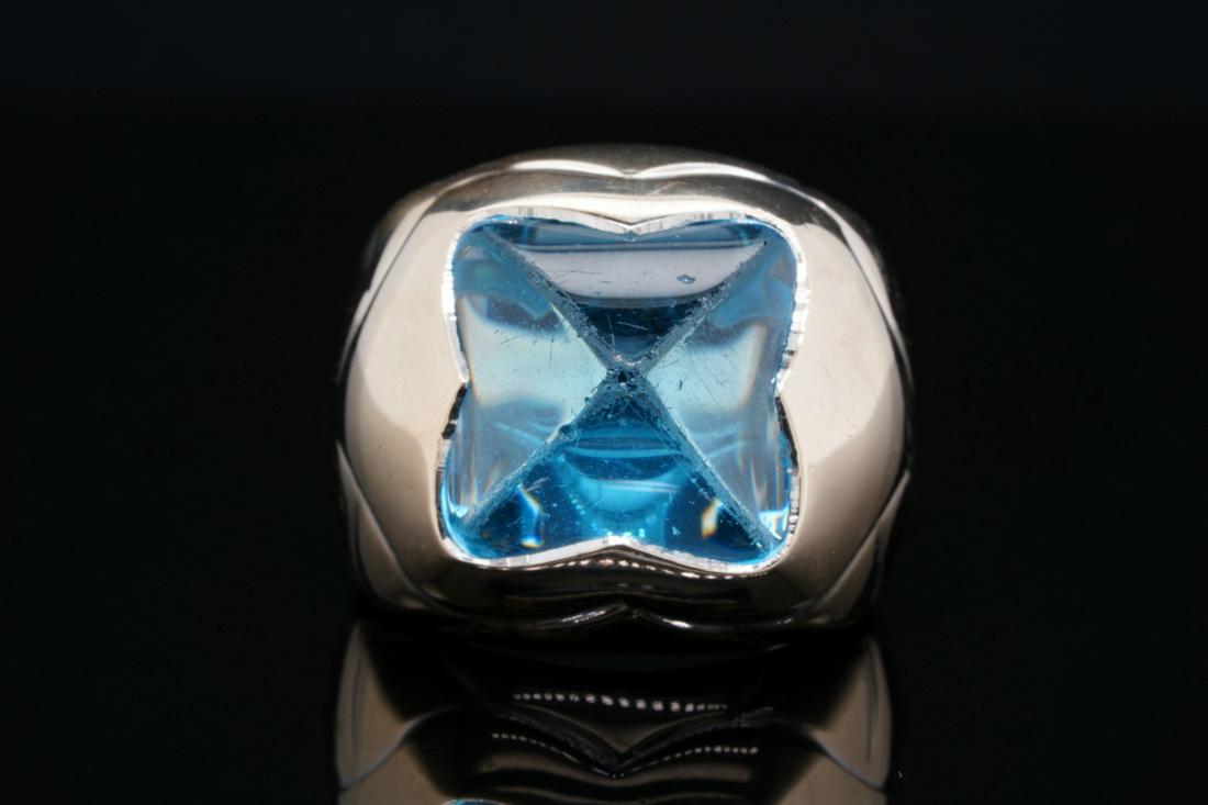 Bvlgari 18K White Gold & Sky Blue Topaz Pyramid Ring (1 of 6)