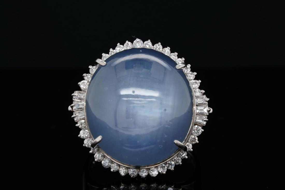 49.65ct Blue Sapphire, 0.70ctw Diamond Platinum Ring (1 of 6)