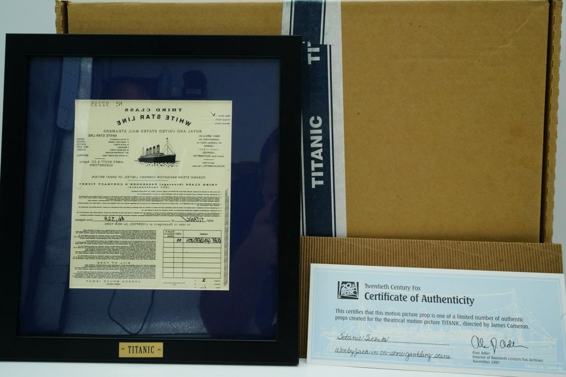 Titanic Movie Prop Third Class Ticket W/fox Coa