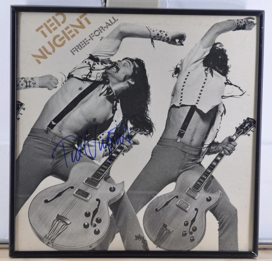 Ted Nugent Signed "Free-For-All" Album Cover W/COA (1 of 2)