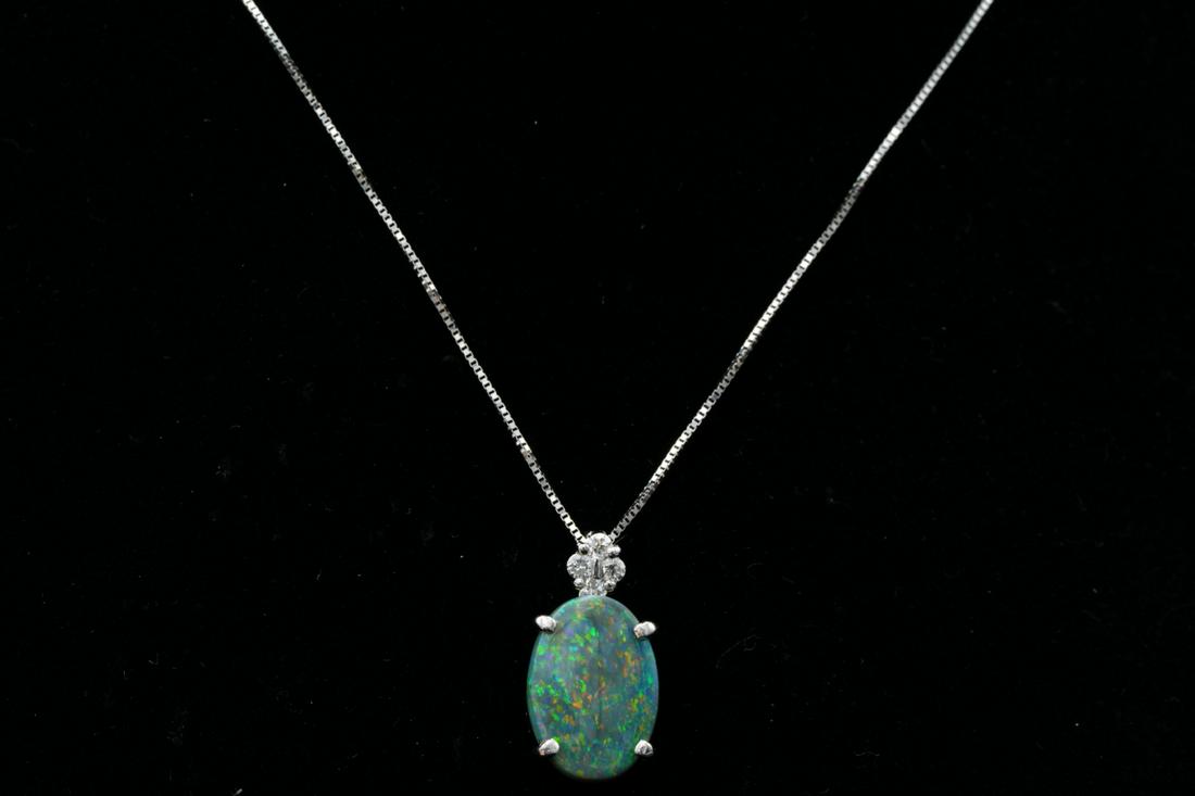 13mm Black Opal & 18K 18" Necklace W/Diamond Accents (1 of 3)