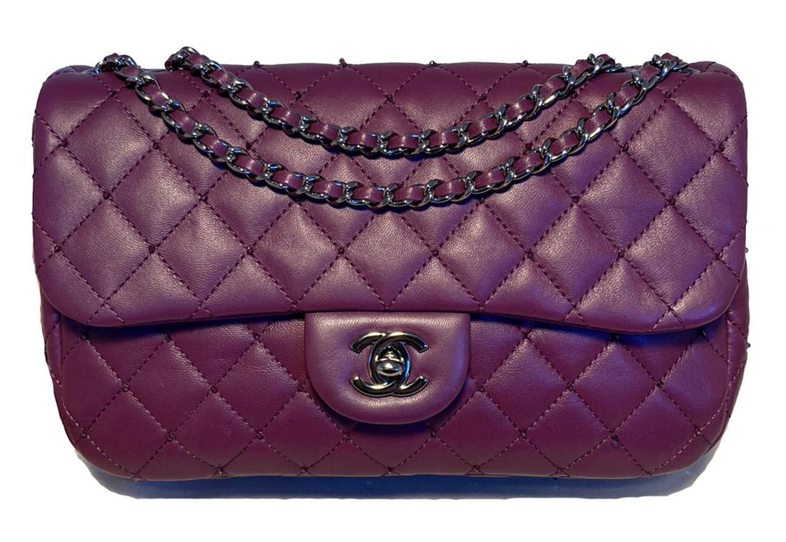 Chanel Beaded Purple Quilted Lambskin Classic Flap Bag (1 of 14)