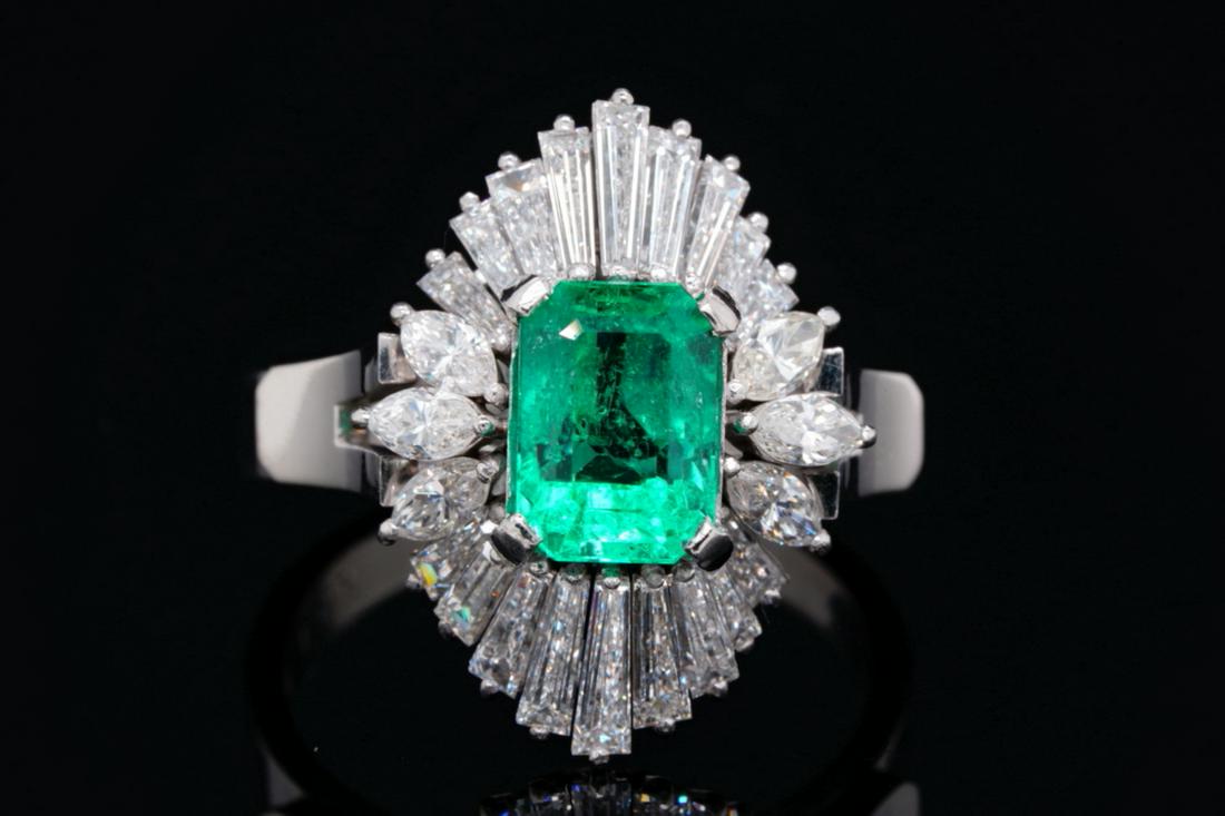 1.65ct Emerald, 1.70ctw Diamond & Platinum Ring (1 of 6)