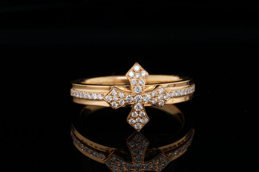 King Baby 0.40ctw Diamond 18K MB Cross Ring (1 of 6)