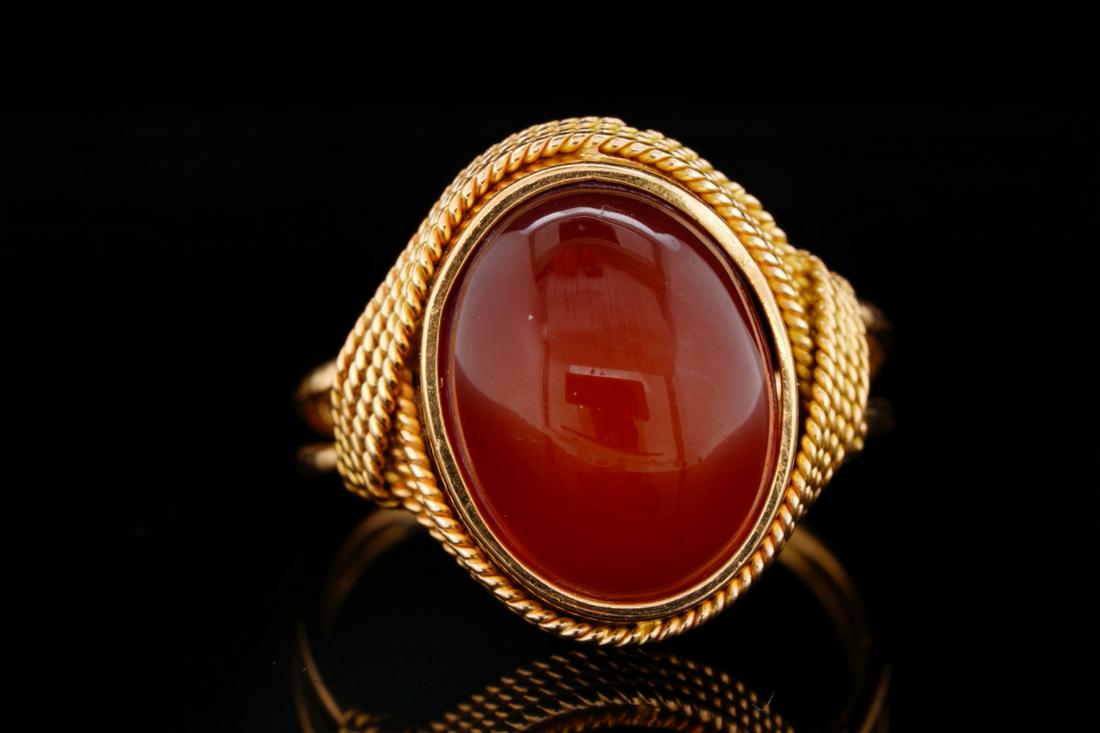 15mm Carnelian & Solid 14K Yellow Gold Ring (1 of 4)