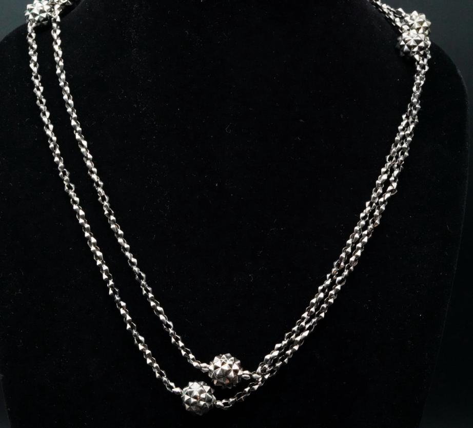 Stephen Webster Sterling Silver Superstud Necklace: Stephen Webster Solid Sterling Silver 48" Superstud 6-Ball Necklace - This necklace from Stephen Webster's Superstud collection is crafted of solid sterling silver with black rhodium plating. This 6-b