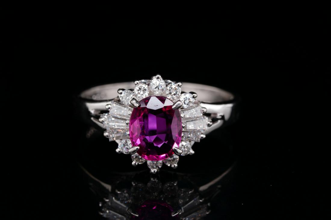 1.35ctw Ruby & Diamond Solid Platinum Ring (1 of 4)