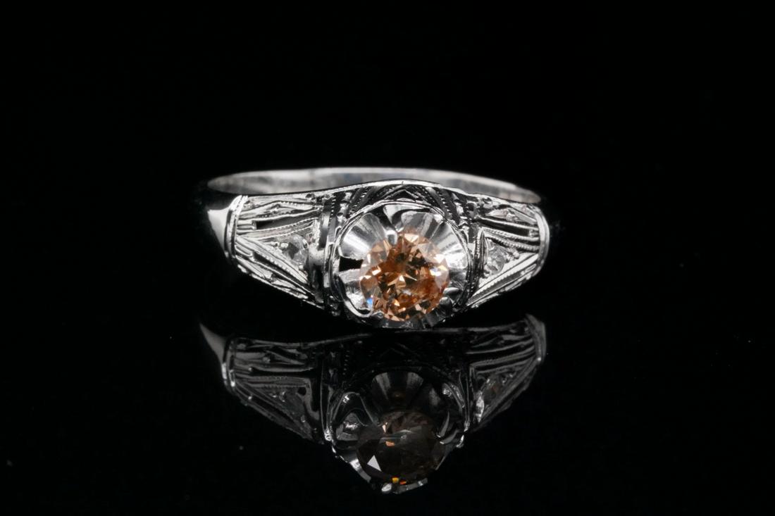 Estate 0.20ct Brown Diamond & Platinum Ring (1 of 4)