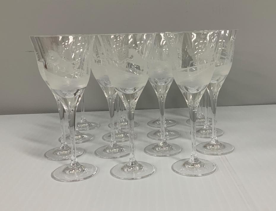 (15) SPC 2001 Hungarian Crystal Hand-Etched Goblets (1 of 3)
