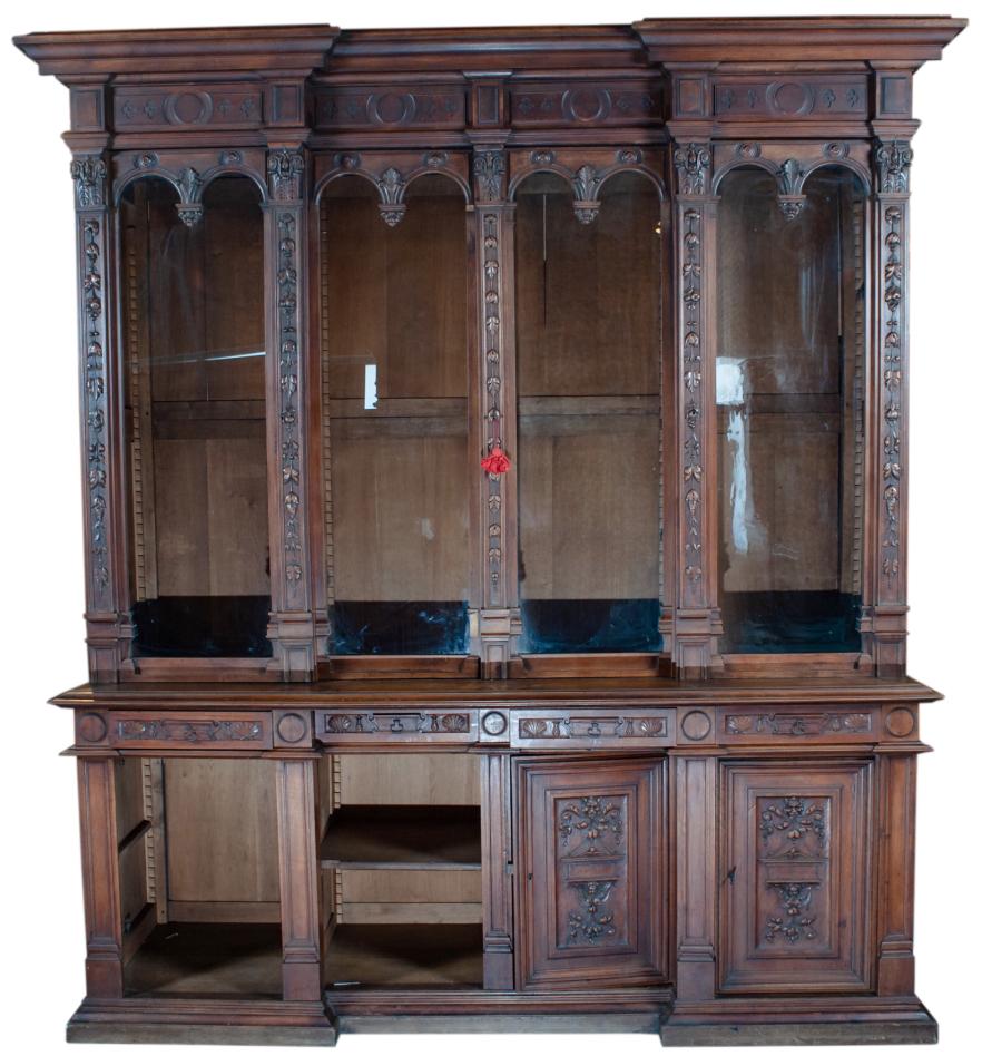 Antique Carved Walnut Bookcase (1 of 15)