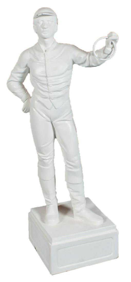 Vintage Large White Metal Horse Jockey Statue (1 of 8)