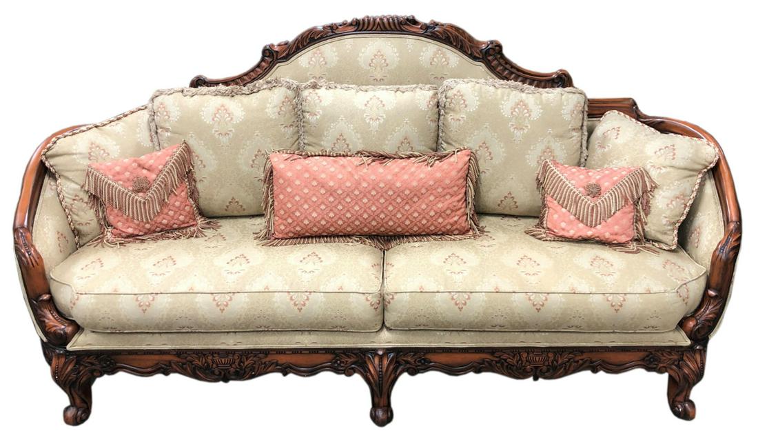 Benetti's Italia Carved Wood Trim High Back Sofa (1 of 6)