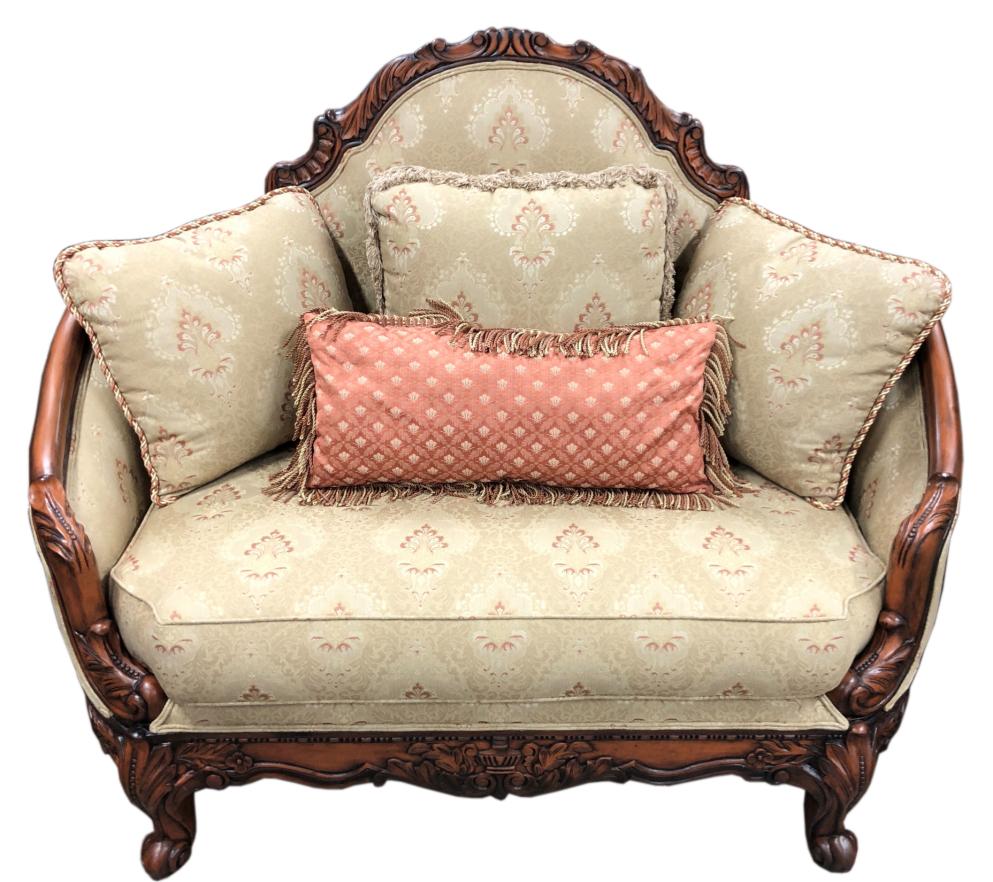 Benetti's Italia Carved Wood Trim High Back Loveseat (1 of 7)