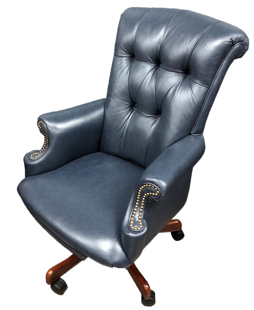 Bradington & Young Blue Leather Executive Chair (1 of 1)