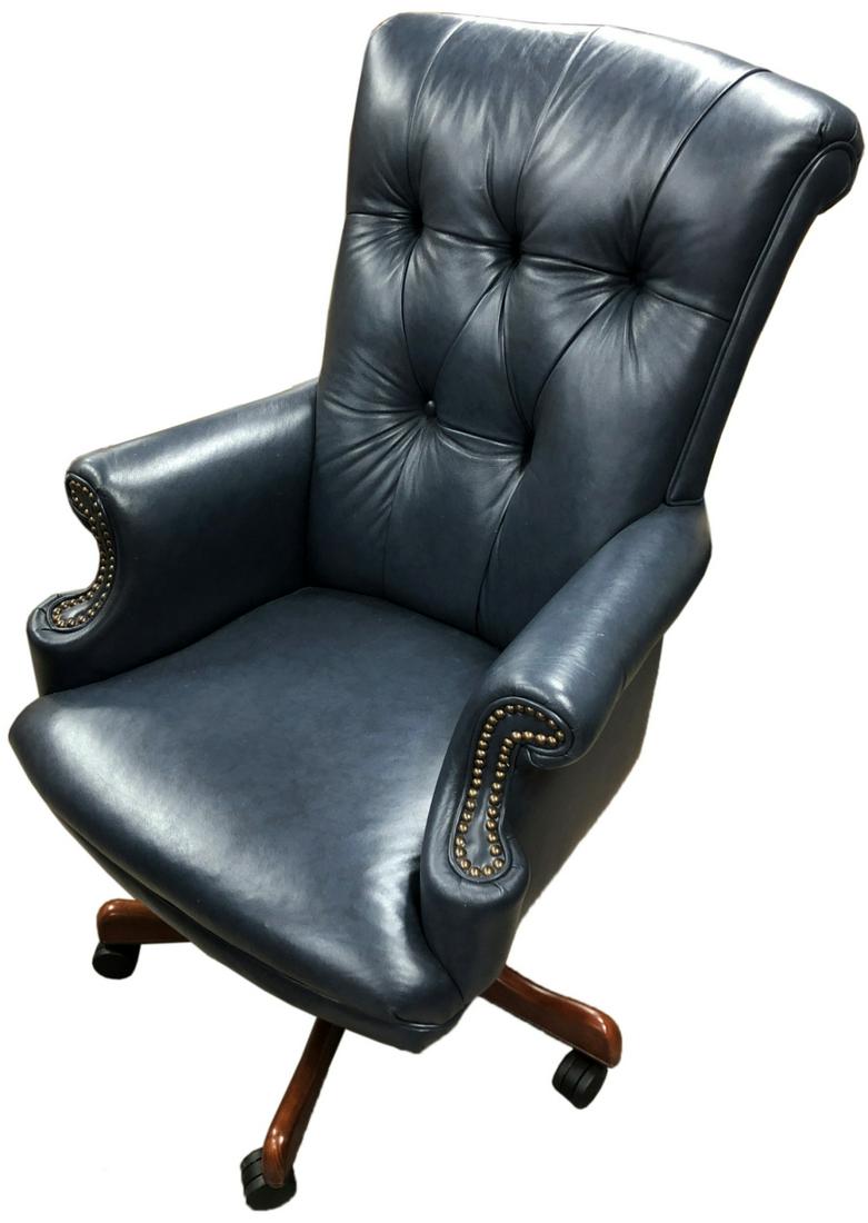 Bradington & Young Blue Leather Executive Chair (1 of 1)