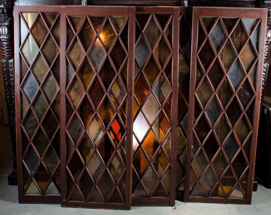 Lot of (6) Stained Glass Windows W/Wood Frame (1 of 15)