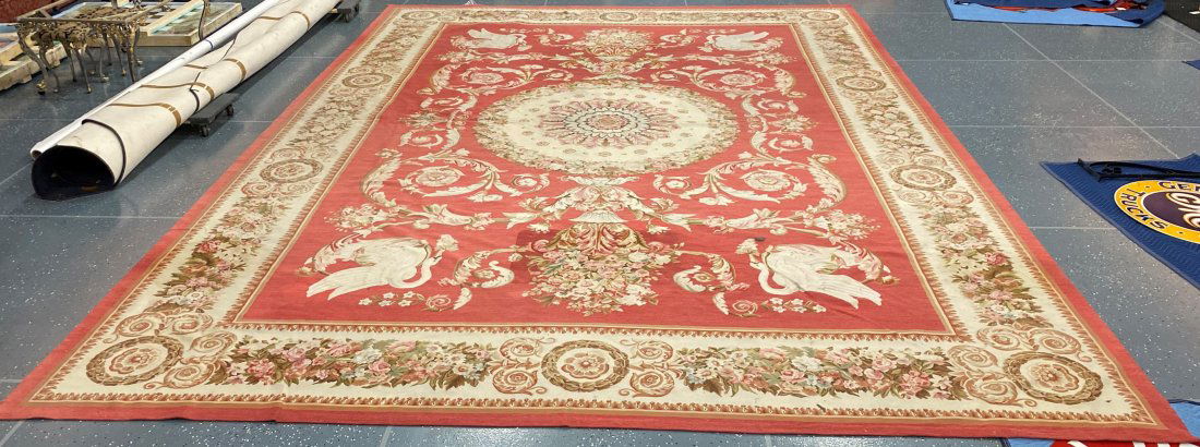 Ornate 19' Woven Floor Rug W/Swan & Foliate Motifs (1 of 7)