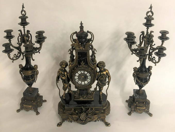 Imperial Brevettato Franz Hermle Clock & Candelabra