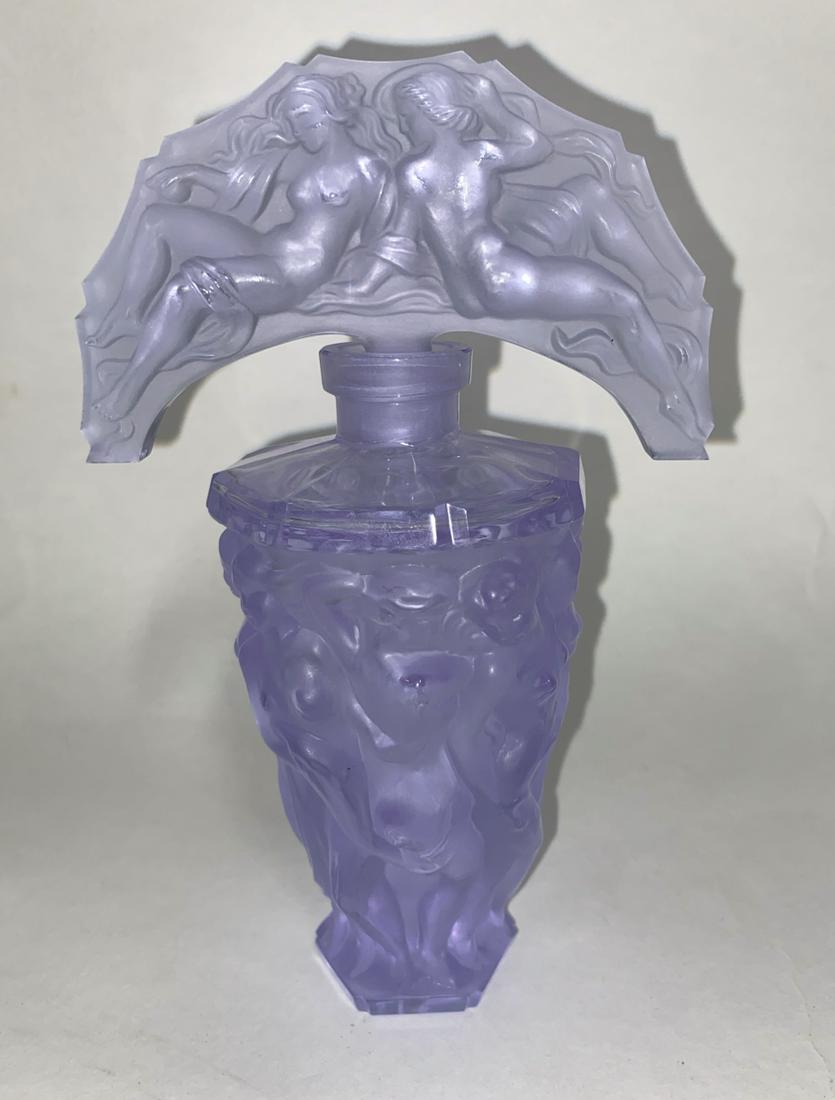 Vintage Czech Purple Frosted Crystal Perfume Bottle (1 of 5)