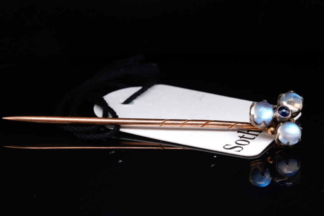 Faberge Moonstone Jeweled 56 Gold Tie Pin (1 of 5)