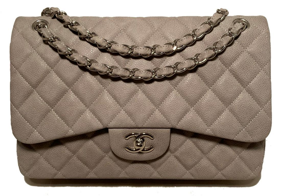Chanel Grey Caviar Leather Jumbo Classic Double Flap (1 of 12)