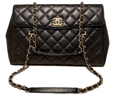 Chanel Black Vertical Quilted Leather Accordion Flap Bag Chanel