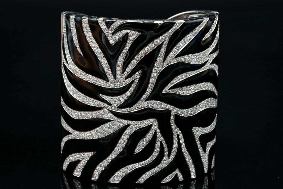 Legnazzi 8.50ctw Diamond, Enamel & 18K Zebra Cuff (1 of 9)