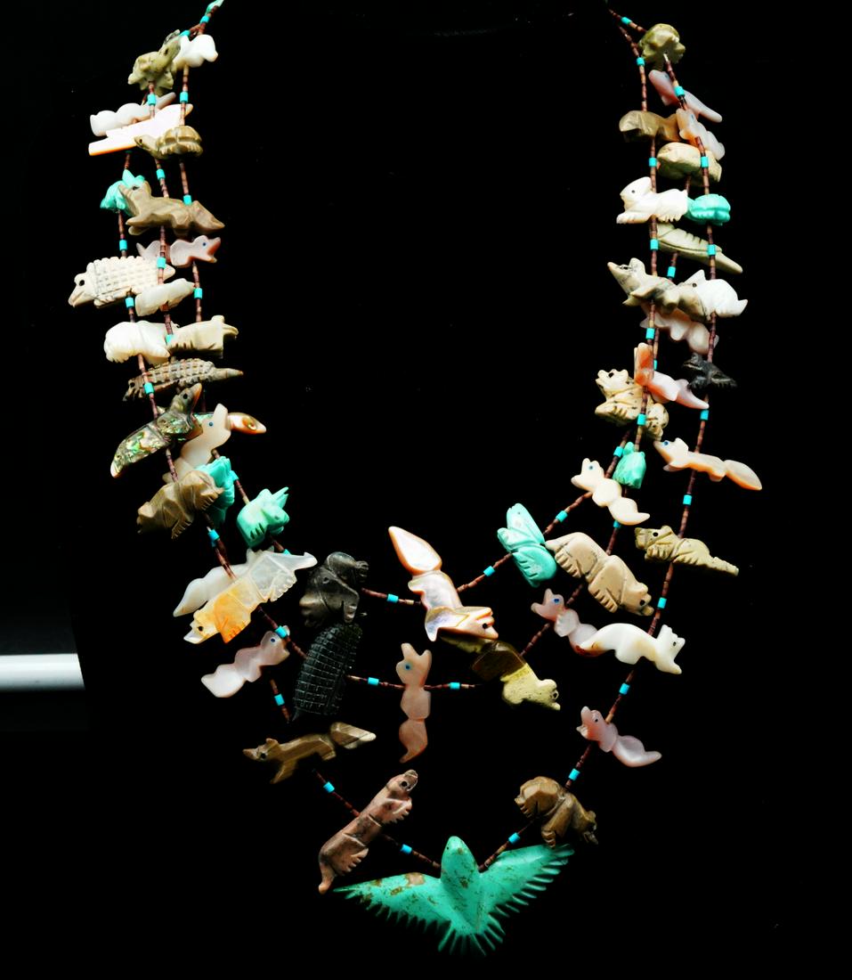 Navajo 1970s 28" 3-Strand Fetish Necklace (1 of 5)