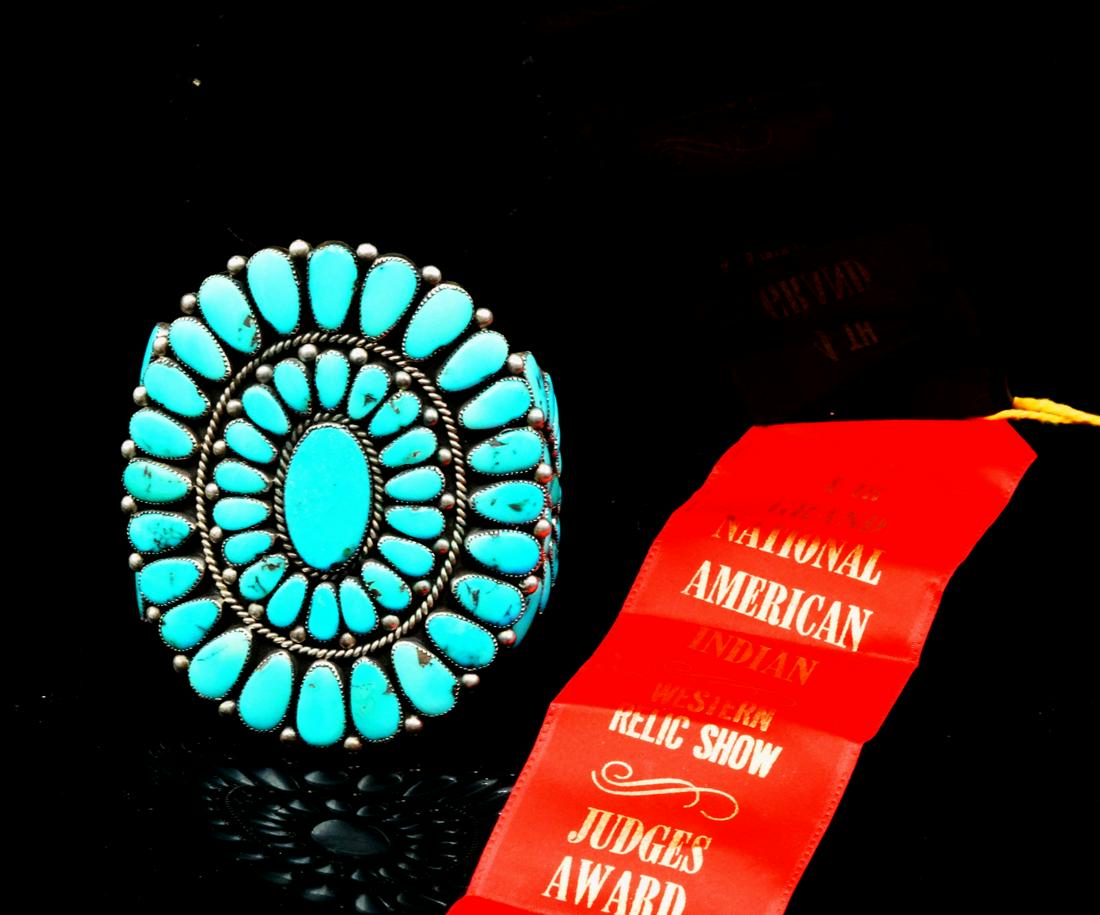 Zuni 1970s Prize-Winning Turquoise Sterling Cuff (1 of 7)