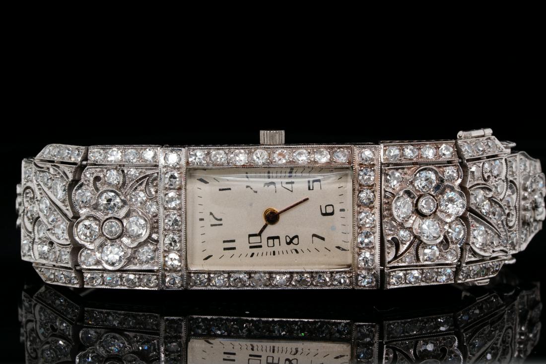 6.75ctw SI1-SI1/G-H Diamond Platinum Antique Watch (1 of 6)