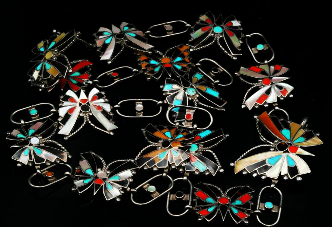 Zuni R. Neha Multi-Inlaid Sterling Butterfly Belt (1 of 4)