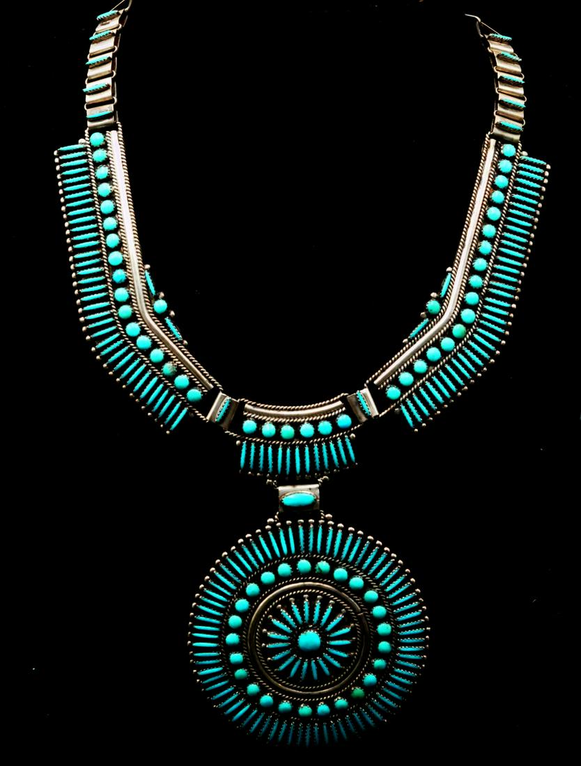 Jack Weekoty Sterling Turquoise Needlepoint Necklace (1 of 7)