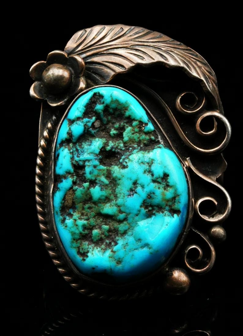 Navajo 28mm Kingman Turquoise & Sterling Silver Ring (1 of 5)