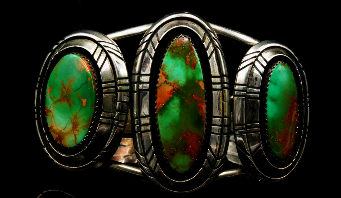 Pauline Claw 23mm-32mm Turquoise & Sterling Cuff (1 of 6)